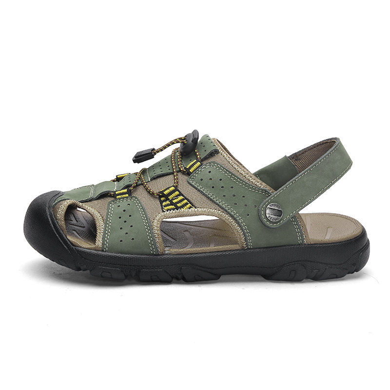 Men Anti-collision Non Slip Large Size Outdoor Casual Leather Sandals, Sandals