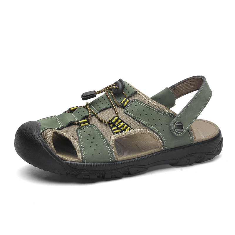 Men Anti-collision Non Slip Large Size Outdoor Casual Leather Sandals, Sandals