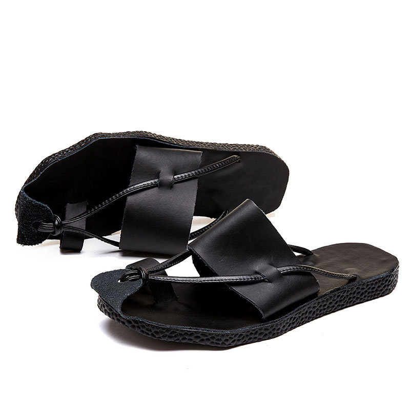 Men Genuine Oil Leather Toe Protective Sandals Comfy Soft Water Slippers, Sandals