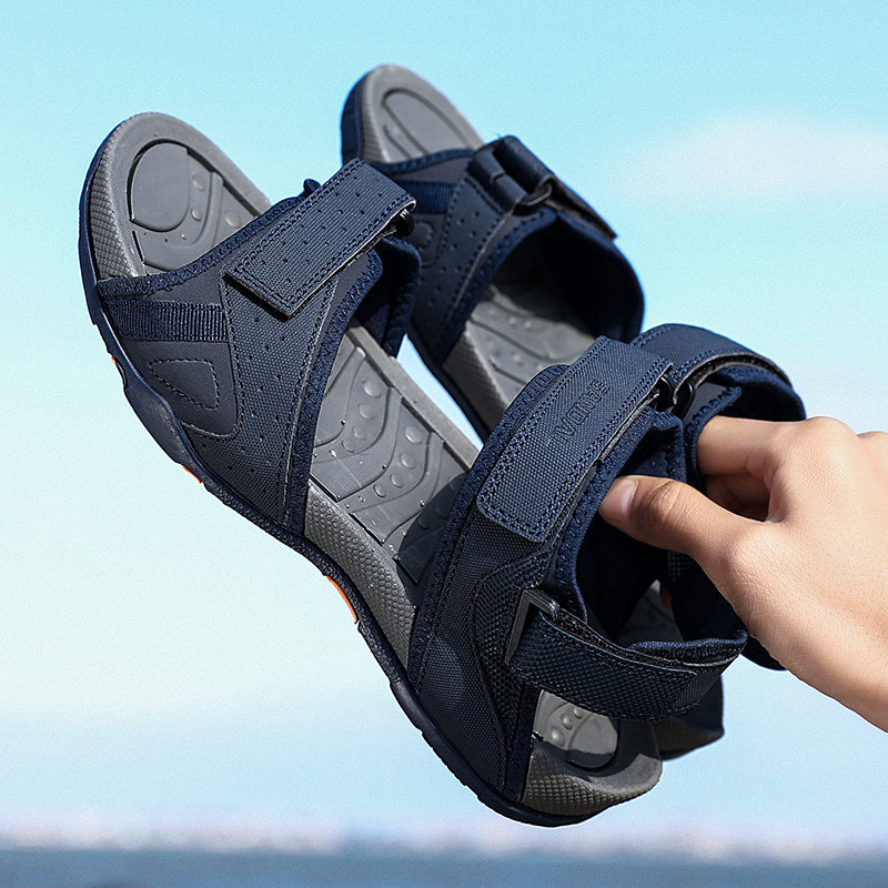 Men Fabric Non Slip Hook Loop Soft Sole Outdoor Casual Sandals , Sandals