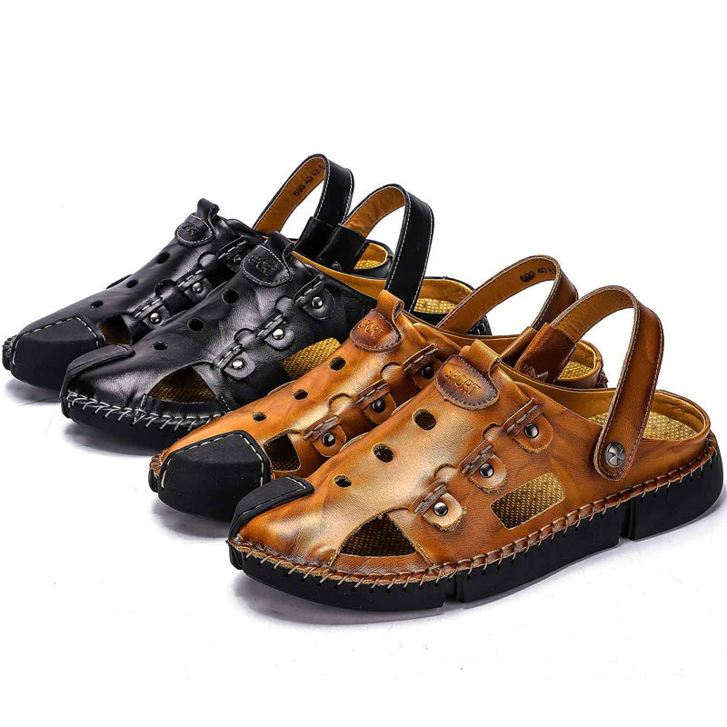 Men Hand Stitching Non Slip Soft Sole Outdoor Casual Leather Sandals , Sandals