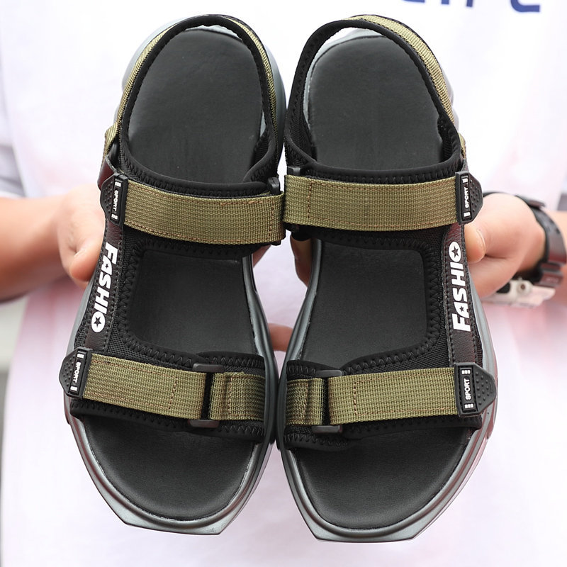 Men Fabric Wearable Air-condition Hook Loop Casual Beach Sandals, Sandals