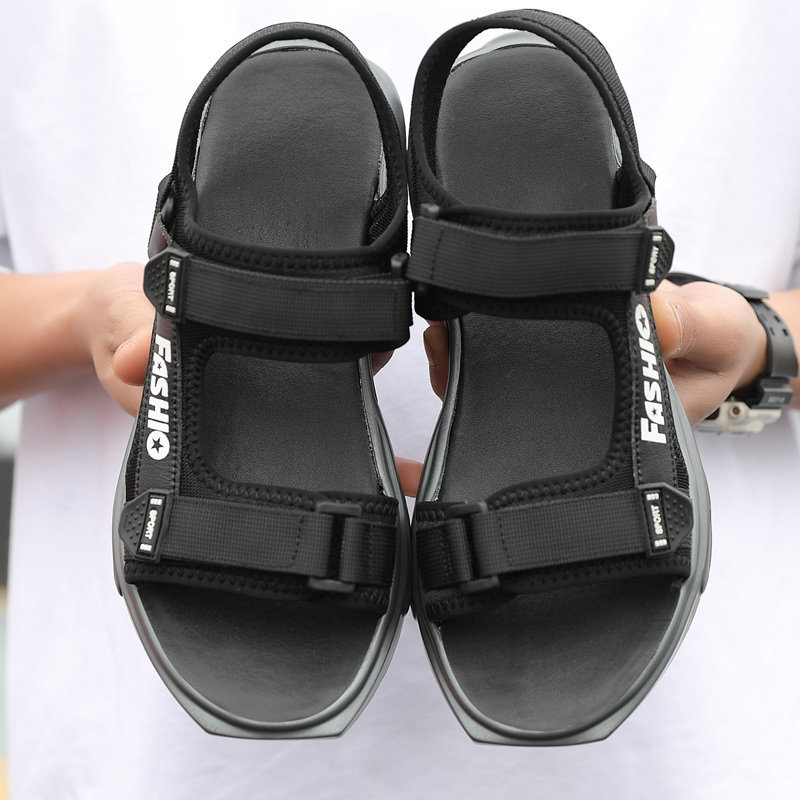 Men Fabric Wearable Air-condition Hook Loop Casual Beach Sandals, Sandals
