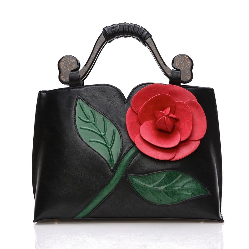 Women, Women Bags, Women Handbags, National Style, Flower Decoration, PU Leather Sling Bag,