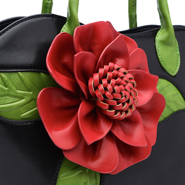Women Handbags,National Style, Fancy,  Rose Decoration, PU Leather Handbag, Handbags