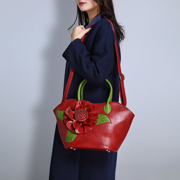 Women Handbags,National Style, Fancy,  Rose Decoration, PU Leather Handbag, Handbags