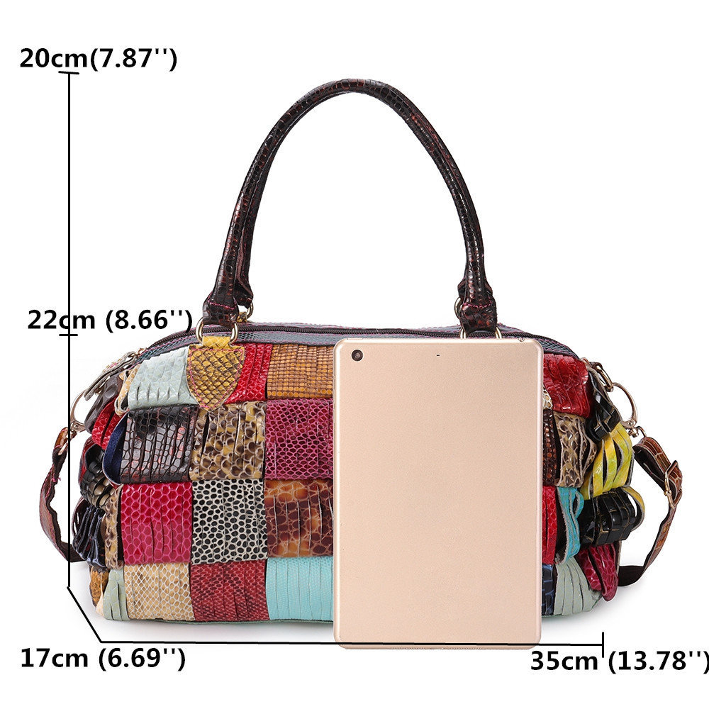 Women Bags, Bohemian, Large Capacity, Leather Handbags, Patchwork, Handmade, Crossbody Bags