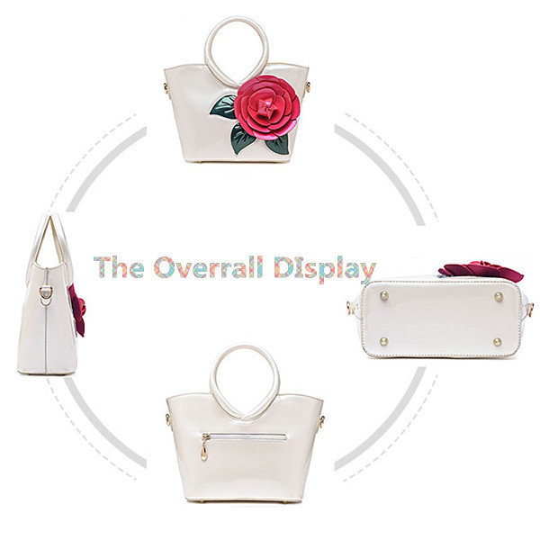 Women Handbag ,Casualm, Patent, Leather, Coloful, Flower, Sweet, Lady's Handbag, Women Crossbag