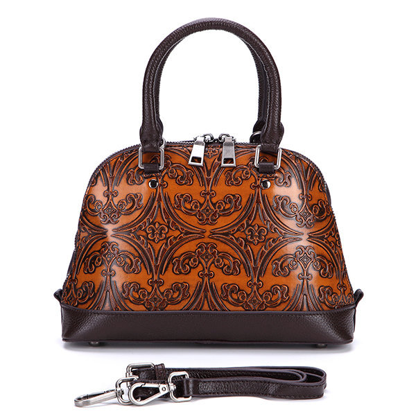 Women Leather Bag, Vintage, Brush, Color,  Embossed Handbag, Lady's Shell Shoulder Bag, Shell, Zipper