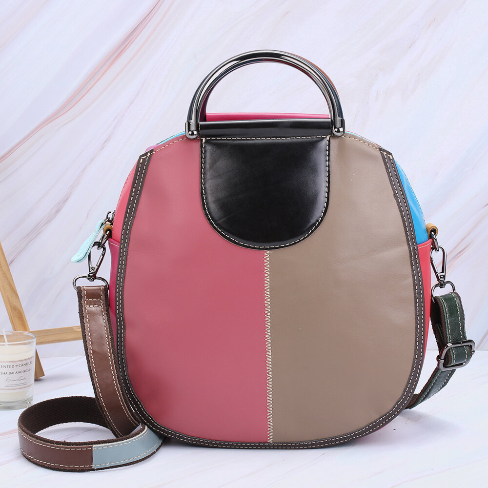 Women Handbags,Women bags, Circle, Women Leather Bag, Patchwork, Crossbody Bags, Zipper Handbags