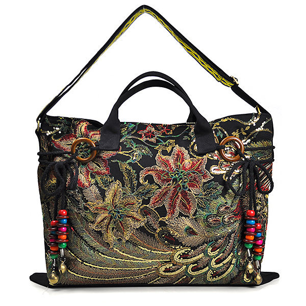 Women, Women Bags, Women Handbags, Peacock, Canvas, Tote Handbags, Chinese National, Shoulder Crossbody Bags,