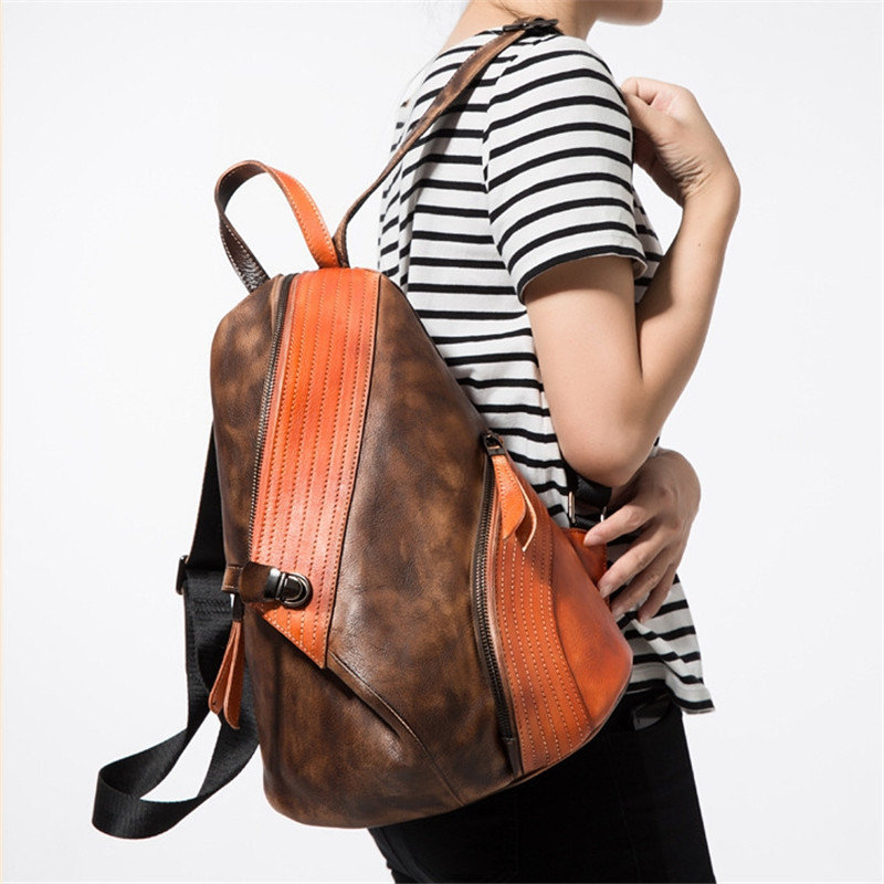 Women Bag, Women Backpack, Leather Handmade, Brush Color, Backpack