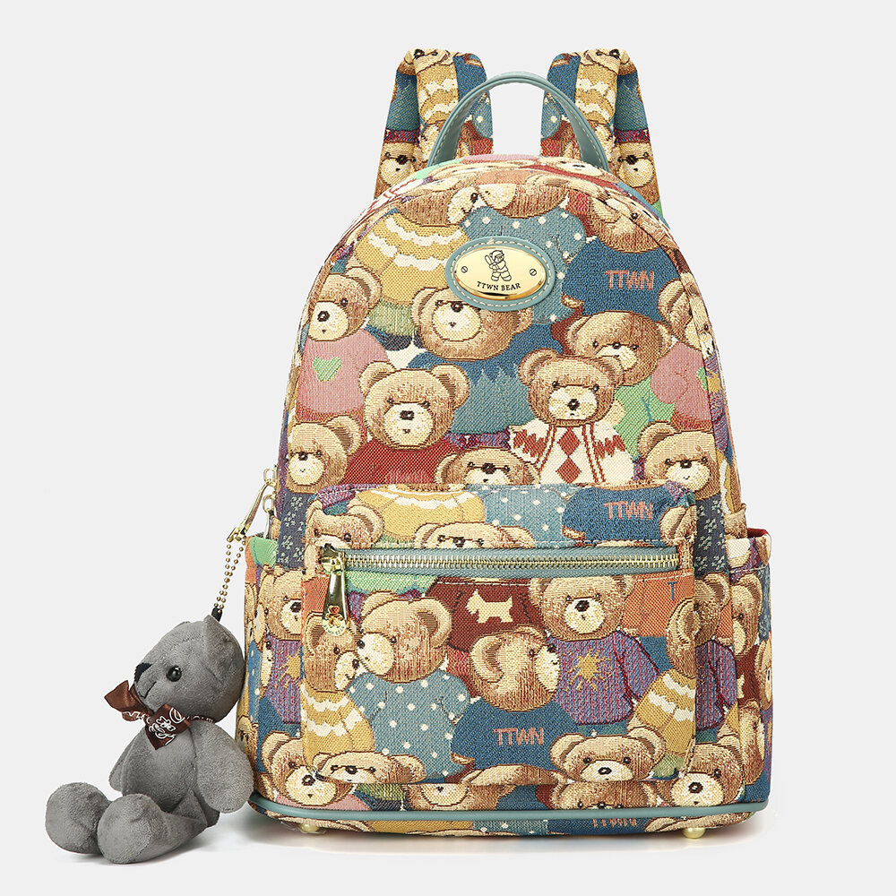 Women Bags,Bear Pattern, Large Capacity, School Bag, Canvas Backpack, Women Backpack