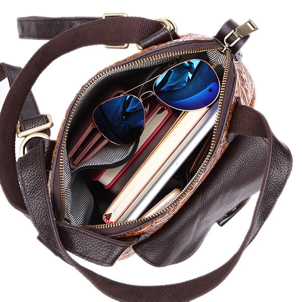 Women Bag ,Multi-function, Genuine Leather Backpack, Vintage, Emboss, Women Shoulder Bag