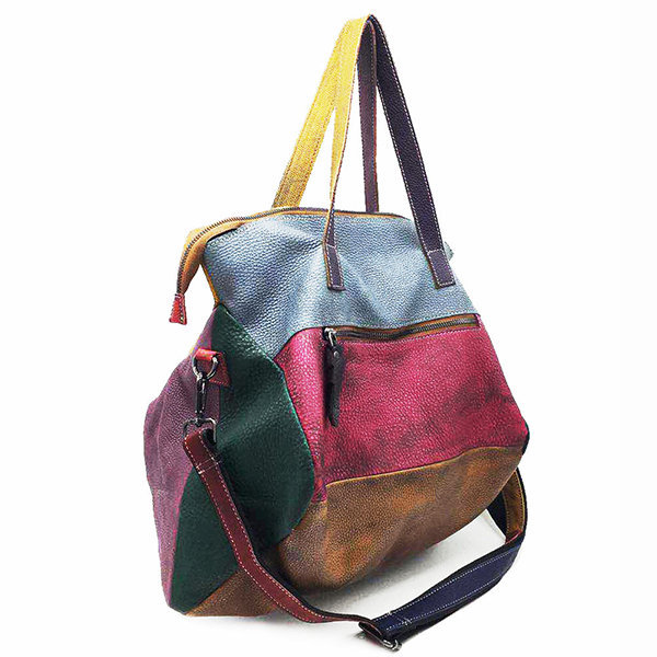 Women Bags, Genuine Leather, Cowhide, Women Handbag ,Crossbody Retro Handmade, Stitching Bag, Women Crossbody Bags