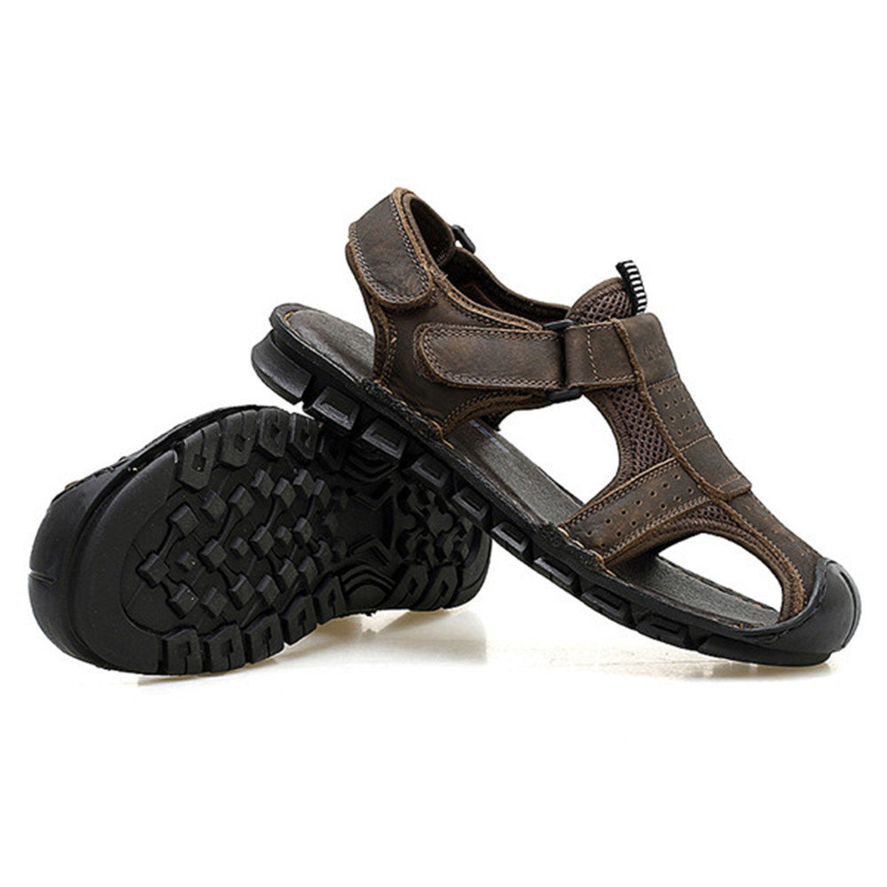 Men Genuine Leather  Anti-collision Toe Outdoor Slip Resistant Sandals, Sandals