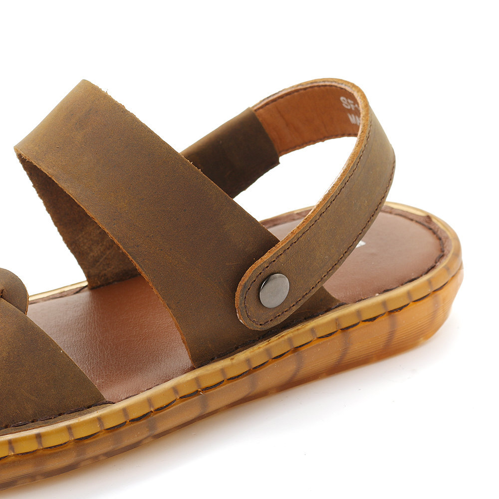 Men Retro Genuine Leather Non Slip Soft Casual Sandals , Sandals