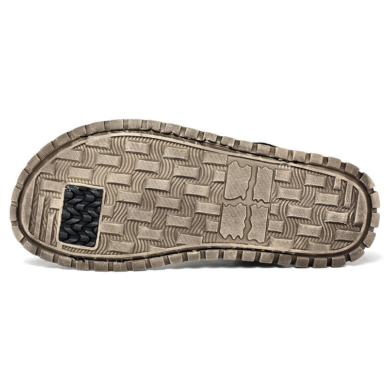 Men Leather Slip Resistant Metal Decoration Slippers Casual Sandals, Sandals