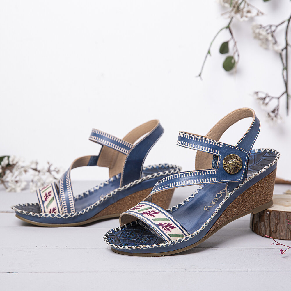 Women shoes, Women sandals, Handmade, Leather, Ankle Strap, Stitching, Mid, Heel Wedge Sandals, Sandals