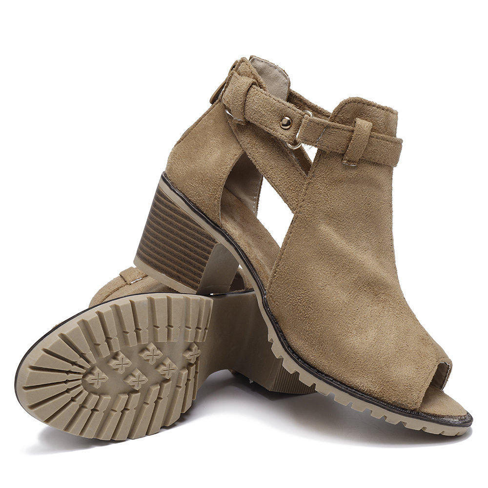 Women Shoes, Women Sandals, Chunky Heel, Peep Toe, Casual Sandals, Comfortable, Solid Sandals