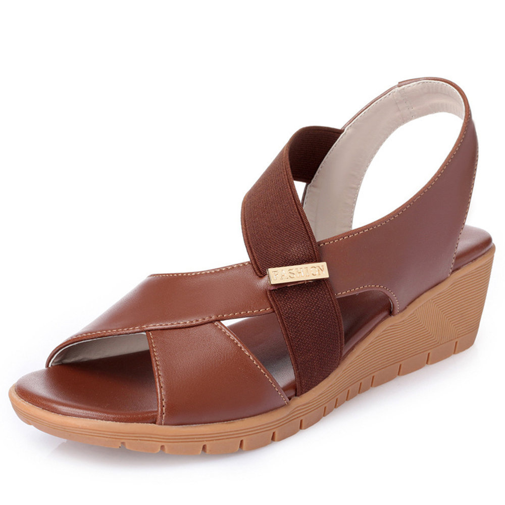 Splicing Slip On Pure Color Casual Wedges Sandals, Sandals