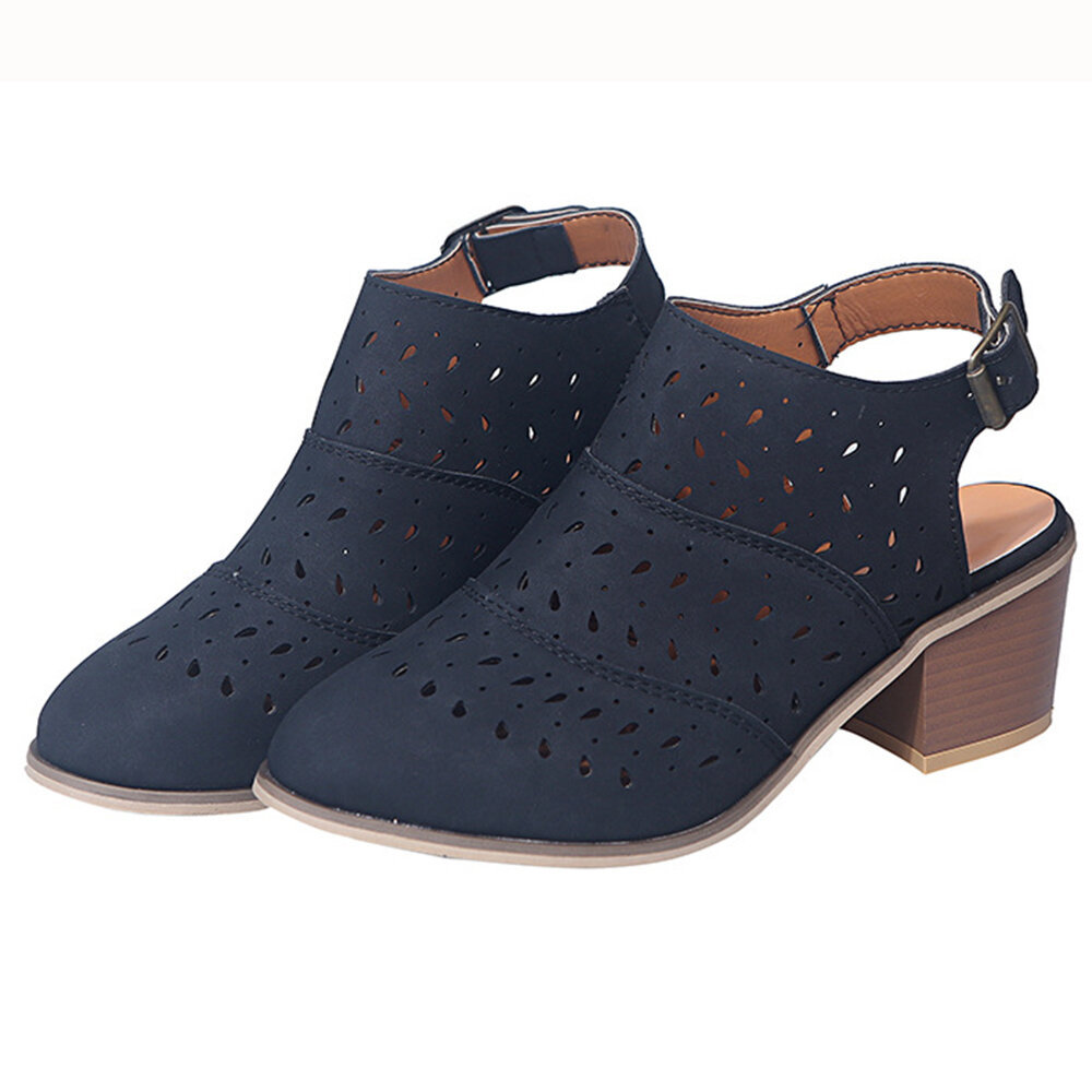 Women Shoes, Women Sandals, Hollow, Chunky Heel, Comfy, Ankle,  Buckle Strap, Slingback Sandals, Sandals