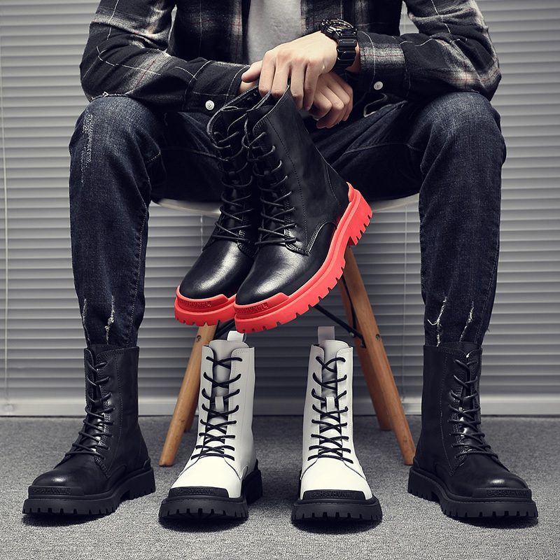 Men Autumn Winter British High top Leather Boots, High top Boots