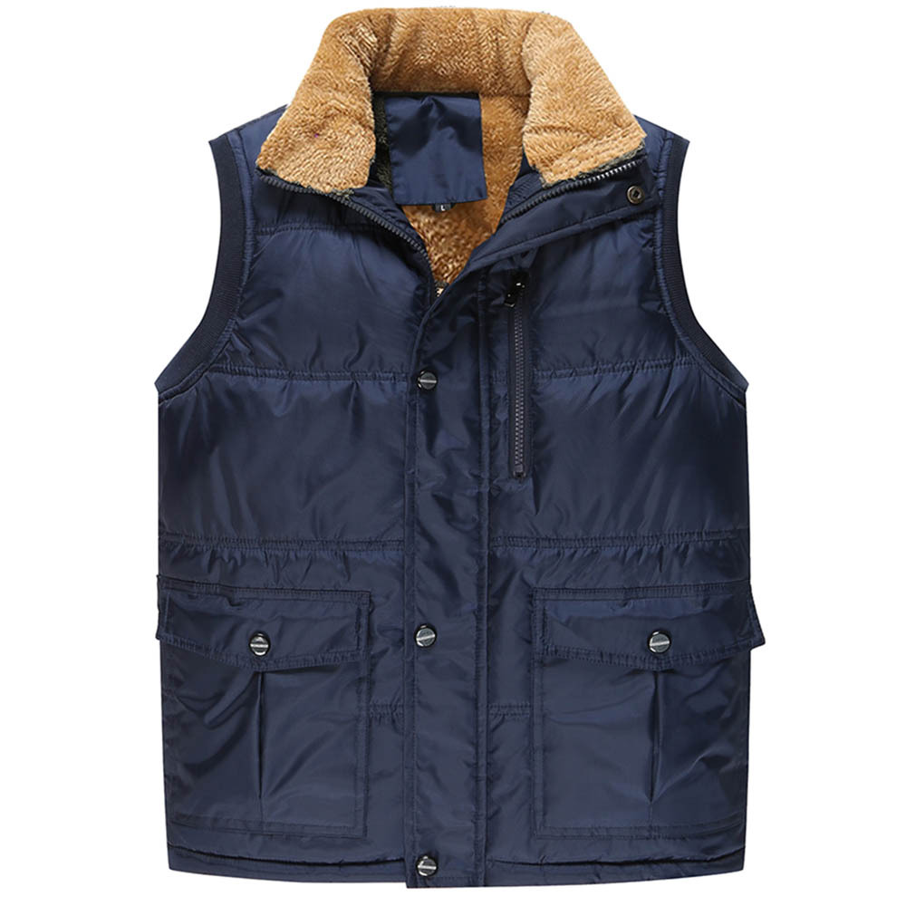 Men Outdoor Casual Stand Collar Padded Vest Coats, Jackets
