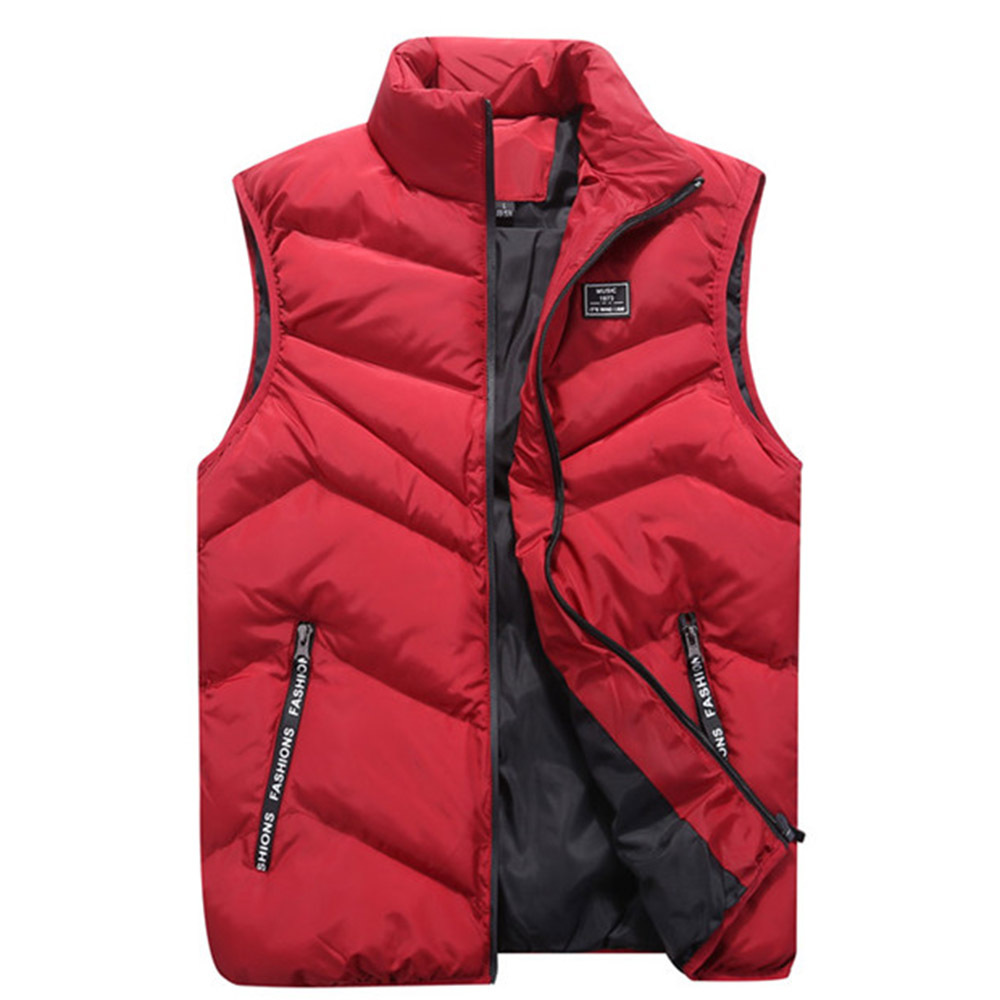Men Stand Collar Quilted Sleeveless Jacket Outerwear, Coats