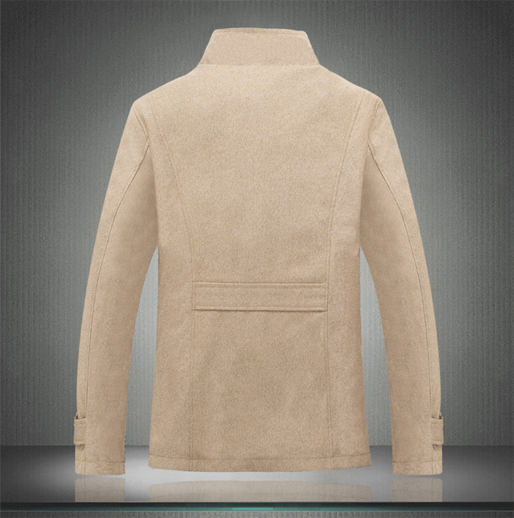 Men Stand Collar Wool Blend Single Breasted Coats, Jackets