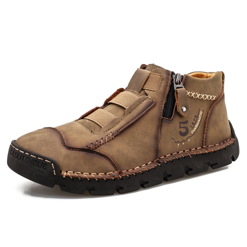 Men Handmade Stylish Side Zipper Microfiber Leather Ankle Boots