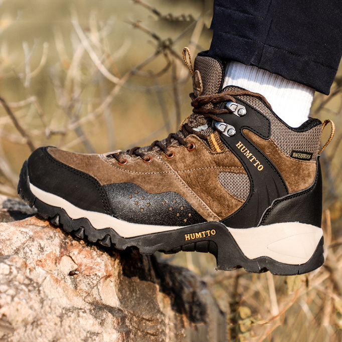 Men Four Seasons Slip-resistant Breathable Leather Hiking Shoes, Sports Shos