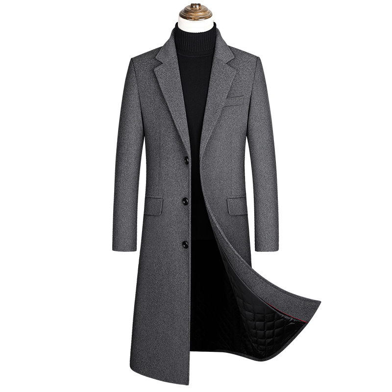 Men Winter Thicken Long Wool Overcoat, Jacket