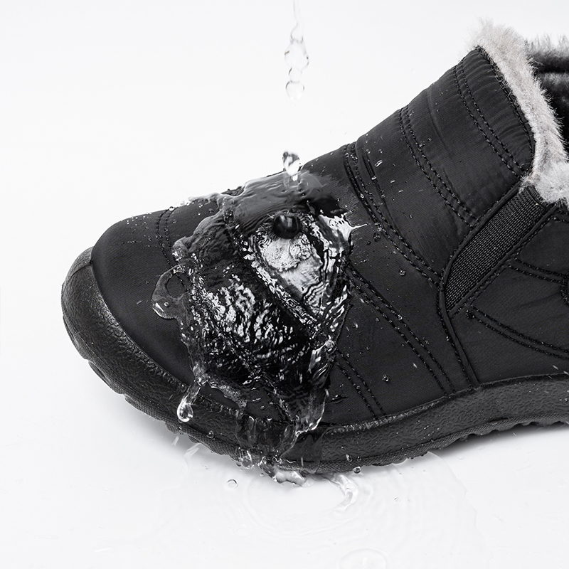 Men Winter Waterproof Anti-Skid Fur Ankle Booties, Snow Boots