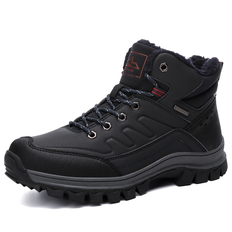 Men Winter Anti-Slip Water Resistant Microfiber Leather Hiking Snow Boots, Winter Boots