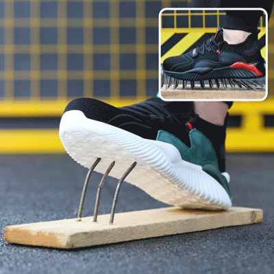 Men Steel Toe Puncture-Resistant Fly Knitting Sneakers, Work shoes