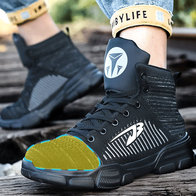 Men Fashion Steel Toe Fly Knitting Boots, Safety Boots