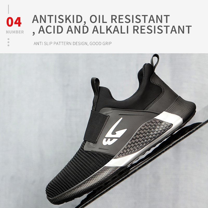 Aries- Men's Summer Breathable Lightweight Fly Knitting Safety Sneaker detail Image