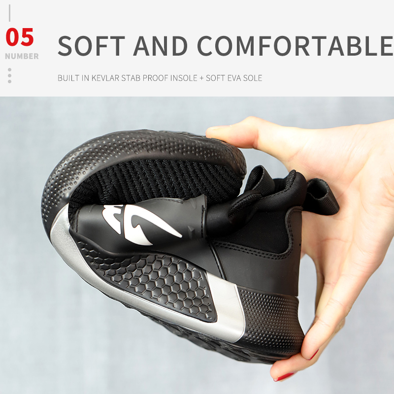 Aries- Men's Summer Breathable Lightweight Fly Knitting Safety Sneaker detail Image