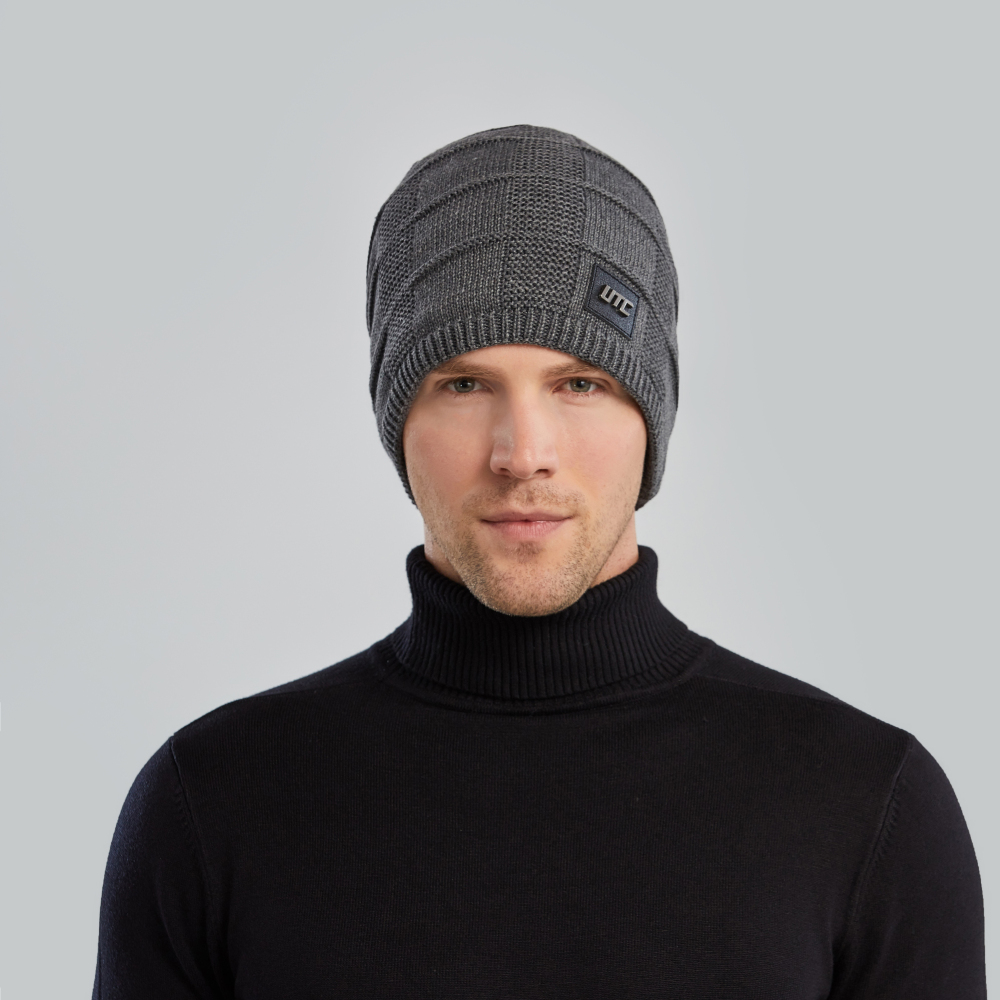 Men, Winter, Warm, Solid Color, Plush Cap, Knitted Cap