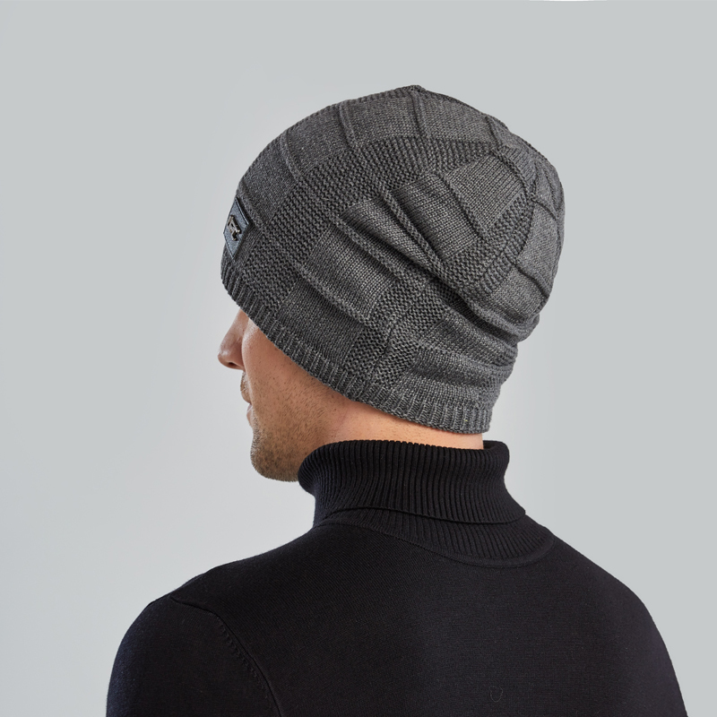 Men, Winter, Warm, Solid Color, Plush Cap, Knitted Cap