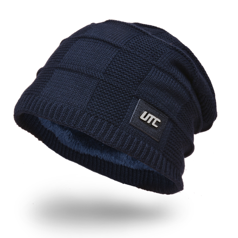Men, Winter, Warm, Solid Color, Plush Cap, Knitted Cap